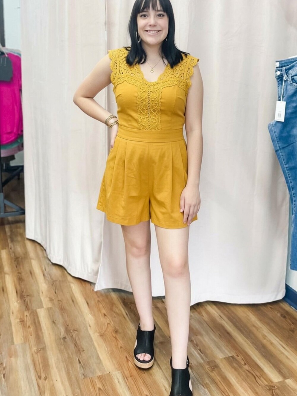 Tularosa Revolve Gold Lace Romper